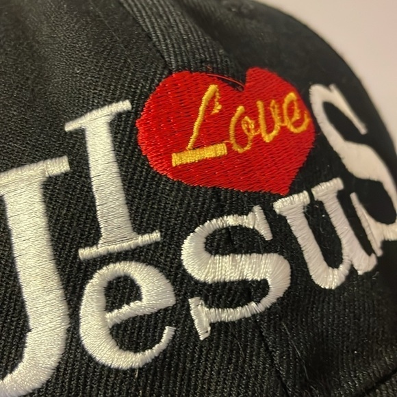 City Hunter I Love Jesus Black Embroidered Baseball Hat Cap OS - Picture 13 of 14